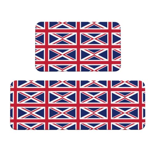 Weihnachtliche Küchenmatten mit britischer Flagge, 2 Stück, gepolsterte Küchenmatten für Boden, rutschfeste Matte für Küche, Boden Weihnachtliche Küchenmatten mit britischer Flagge, 2 Stück, gepolsterte Küchenmatten für Boden, rutschfeste Matte für Küche, Boden von SDEGTHO