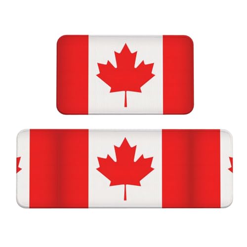 Weihnachts-Küchenmatten mit kanadischer Flagge, 2 Stück, gepolsterte Küchenmatten für Boden, rutschfeste Matte für Küche, Boden Weihnachts-Küchenmatten mit kanadischer Flagge, 2 Stück, gepolsterte Küchenmatten für Boden, rutschfeste Matte für Küche, Boden von SDEGTHO