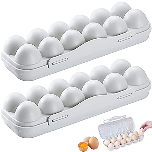 2 Stück Eieraufbewahrungsbox, Eierbox mit Deckel, Aufbewahrungsbox für Eier aus Kunststoff, Organizer für Eier mit Deckel, wiederverwendbar, für Küche, Restaurant (grau) von SDFAA