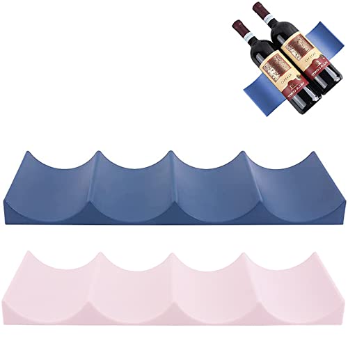 2 Stücke Weinregal im EuropäIschen Stil, Stapelbare Flaschenhalter, Weinregal Kunststoff Europäischen Stil, Flaschenregal Stapelbar Kunststoff Europäischen Stil, für Küche, kühlschrank (Blau+Rosa) von SDFAA