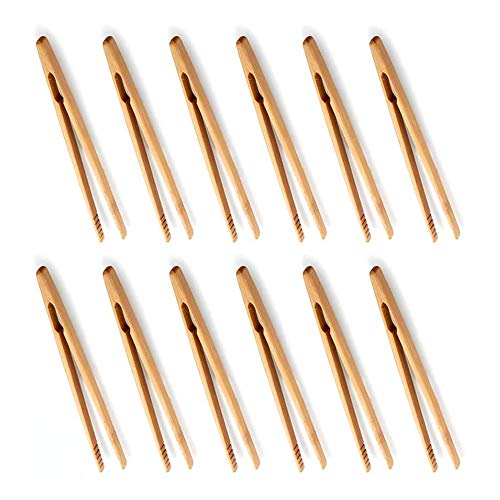 12 Stück Holz Bambus Zange, Bambus Küche Zange, Tee-Clip aus Holz, Toastzange, Bambus Küchenzange, Bambus-Zangen für Toast, Bambus Toaster Zange, Zum Kochen von Toast, Speck, Tee von SDFF