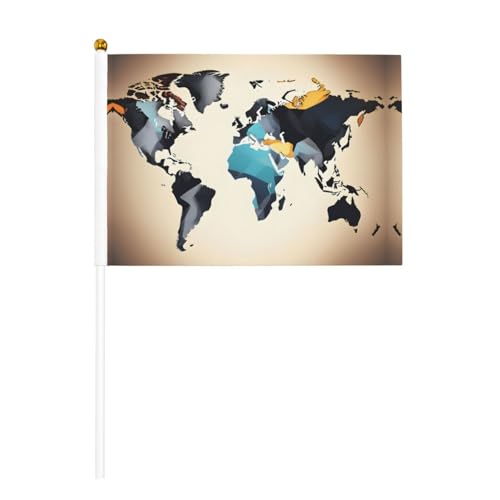 Abstrakte Weltkarten-Druck, praktische Handflagge, vielseitige Flaggen, Mastpartys, Paraden, Dekorationen, Urlaub von SDFHU