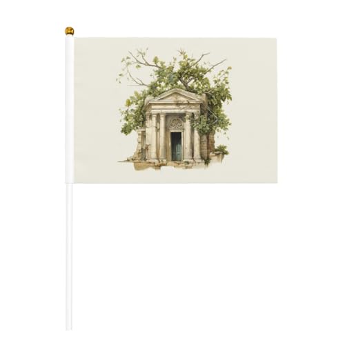 Antikes Gebäude mit römischem Olivenzweig und griechischem Druck, praktische Handflagge, vielseitige Flaggen, Mastpartys, Paraden, Dekorationen, Urlaub von SDFHU