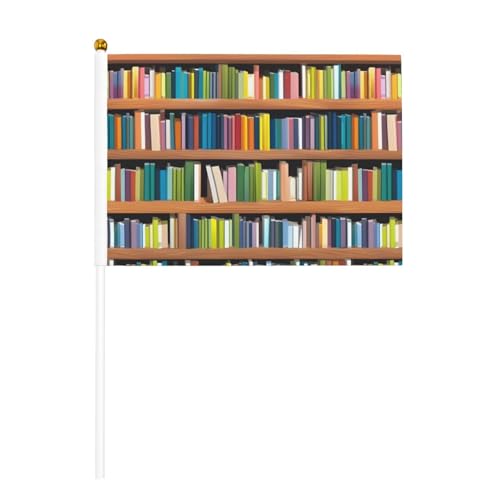Bibliothek Bücherregal Drucken Bequemlichkeit Handheld Flagge Vielseitige Flaggen Pole Partys Paraden Dekorationen Urlaub von SDFHU