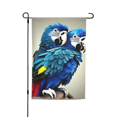 Blauer Papageien-Umarmungsdruck, 30,5 x 45,7 cm, Blumenflagge, Gartenflagge, Ganzjahresdekoration, für den Außenbereich, dick, für Rasenflaggen Blauer Papageien-Umarmungsdruck, 30,5 x 45,7 cm, Blumenflagge, Gartenflagge, Ganzjahresdekoration, für den Außenbereich, dick, für Rasenflaggen von SDFHU