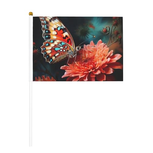 Blumen- und Schmetterlings-Druck, praktische Handflagge, vielseitige Flaggen, Mastpartys, Paraden, Dekorationen, Urlaub von SDFHU