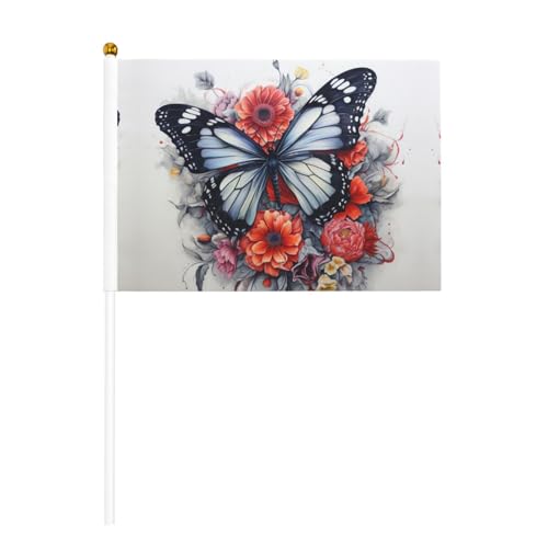 Blumen- und Schmetterlings-Druck, praktische Handflagge, vielseitige Flaggen, Mastpartys, Paraden, Dekorationen, Urlaub von SDFHU