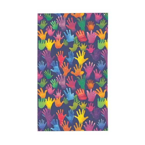 Bunte Handformen, Regenbogen-Druck, leichte Dekoration, Flagge, saisonale Flaggen, für Innen- und Außenbereich, Terrasse, Rasen, Garten von SDFHU