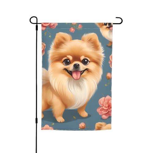 Cartoon-Zwergspitz-Hunde-Druck, 30,5 x 45,7 cm, florale Gartenflagge, Ganzjahresdekoration, für den Außenbereich, dick, für Rasenflaggen Cartoon-Zwergspitz-Hunde-Druck, 30,5 x 45,7 cm, florale Gartenflagge, Ganzjahresdekoration, für den Außenbereich, dick, für Rasenflaggen von SDFHU