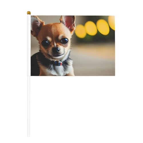 Chihuahua-Hund, 1 Druck, praktische Handflagge, vielseitige Flaggen, Stange, Partys, Paraden, Dekorationen, Urlaub von SDFHU