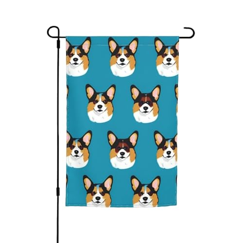 Corgi Gartenflagge mit Brille und Schnurrbärten, 30,5 x 45,7 cm, für alle Jahreszeiten, für den Außenbereich, dick, für Rasenflaggen Corgi Gartenflagge mit Brille und Schnurrbärten, 30,5 x 45,7 cm, für alle Jahreszeiten, für den Außenbereich, dick, für Rasenflaggen von SDFHU