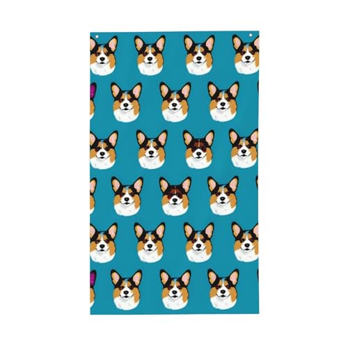 Corgi Gläser und Schnurrbärte Druck, leichte Dekor-Flagge, saisonale Flaggen, für drinnen und draußen, für Terrasse, Rasen, Garten von SDFHU