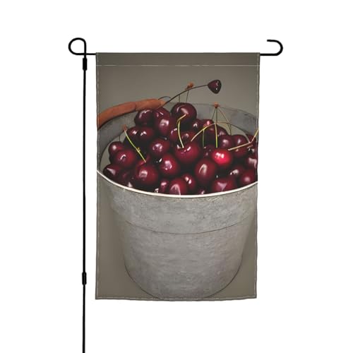 Eimer mit Kirschen-Druck, 30,5 x 45,7 cm, Blumenflagge, für alle Jahreszeiten, für den Außenbereich, Hof-Dekoration, dick für Rasenflagge von SDFHU