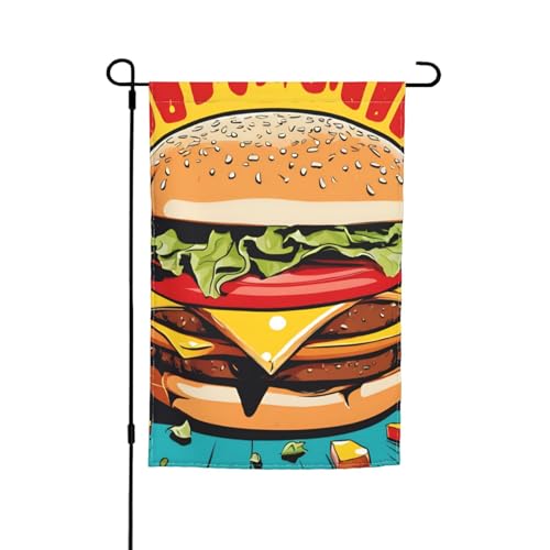 Fast Food-Druck, 30,5 x 45,7 cm, Blumenflagge, Gartenflagge, Ganzjahresdekoration, für den Außenbereich, dick, für Rasenflaggen Fast Food-Druck, 30,5 x 45,7 cm, Blumenflagge, Gartenflagge, Ganzjahresdekoration, für den Außenbereich, dick, für Rasenflaggen von SDFHU