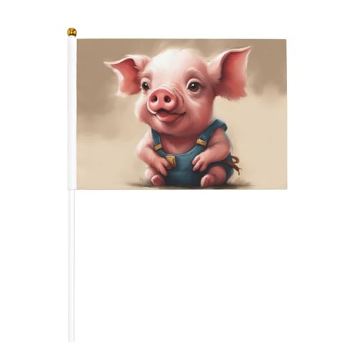 Freches Schweinchen Baby Druck Bequemlichkeit Handflagge Vielseitige Flaggen Pole Partys Paraden Dekorationen Urlaub von SDFHU