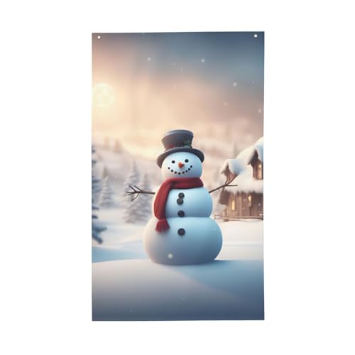 Frohe Weihnachten, niedlicher Schneemann-Druck, leichte Dekoration, Flagge, saisonale Flaggen, für drinnen und draußen, für Terrasse, Rasen, Garten von SDFHU