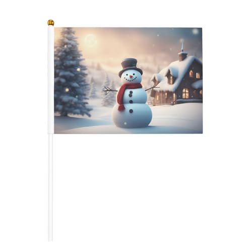 Frohe Weihnachten, niedlicher Schneemann-Druck, praktische Handflagge, vielseitige Flaggen, Stange, Partys, Paraden, Dekorationen, Urlaub von SDFHU