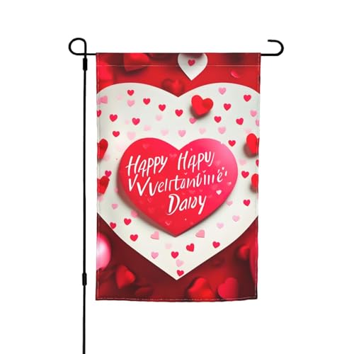 Gartenflagge mit Aufschrift "Happy Valentine's Day", 30,5 x 45,7 cm, für alle Jahreszeiten, für den Außenbereich, dick, für Rasenflaggen von SDFHU