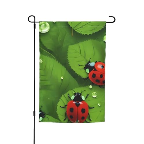 Gartenflagge mit Blättern und Marienkäfern, 30,5 x 45,7 cm, für alle Jahreszeiten, für den Außenbereich, dick, für Rasenflaggen Gartenflagge mit Blättern und Marienkäfern, 30,5 x 45,7 cm, für alle Jahreszeiten, für den Außenbereich, dick, für Rasenflaggen von SDFHU