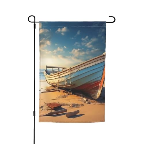 Gartenflagge mit Motiv "Boot am Strand", 30,5 x 45,7 cm, für alle Jahreszeiten, für den Außenbereich, dick, für Rasenflaggen Gartenflagge mit Motiv "Boot am Strand", 30,5 x 45,7 cm, für alle Jahreszeiten, für den Außenbereich, dick, für Rasenflaggen von SDFHU