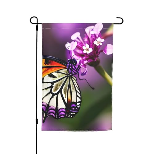 Gartenflagge mit Schmetterlings-Aufdruck, 30,5 x 45,7 cm, für alle Jahreszeiten, für den Außenbereich, dick, für Rasenflaggen, Violett Gartenflagge mit Schmetterlings-Aufdruck, 30,5 x 45,7 cm, für alle Jahreszeiten, für den Außenbereich, dick, für Rasenflaggen, Violett von SDFHU