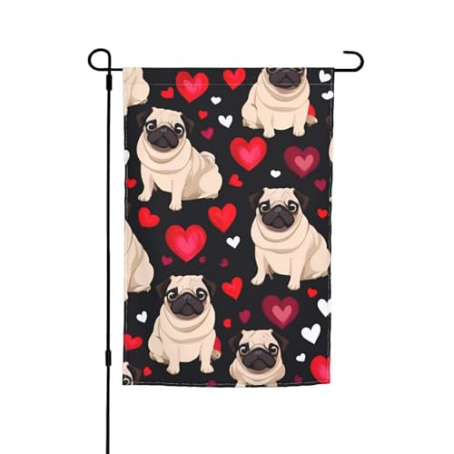 Gartenflagge mit niedlichem Mops-Druck, 30,5 x 45,7 cm, für alle Jahreszeiten, für den Außenbereich, dick, für Rasenflaggen Gartenflagge mit niedlichem Mops-Druck, 30,5 x 45,7 cm, für alle Jahreszeiten, für den Außenbereich, dick, für Rasenflaggen von SDFHU