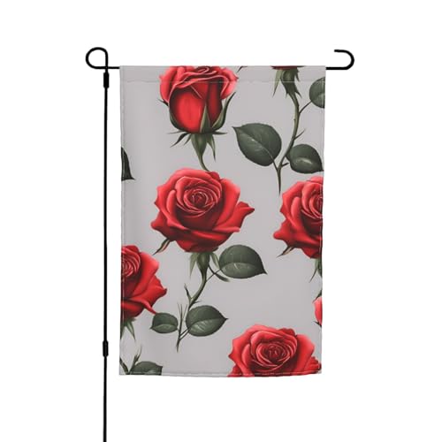 Gartenflagge mit roten Rosen, 30,5 x 45,7 cm, für alle Jahreszeiten, für den Außenbereich, dick, für Rasenflaggen Gartenflagge mit roten Rosen, 30,5 x 45,7 cm, für alle Jahreszeiten, für den Außenbereich, dick, für Rasenflaggen von SDFHU