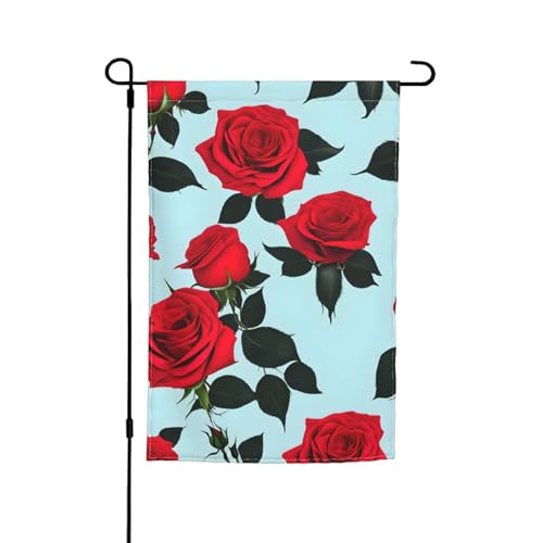 Gartenflagge mit roten Rosen, 30,5 x 45,7 cm, für alle Jahreszeiten, für den Außenbereich, dick, für Rasenflaggen von SDFHU