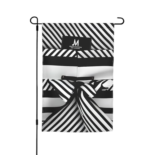 Gartenflagge mit schwarz-weißem Streifendruck, 30,5 x 45,7 cm, für alle Jahreszeiten, für den Außenbereich, dick, für Rasenflaggen Gartenflagge mit schwarz-weißem Streifendruck, 30,5 x 45,7 cm, für alle Jahreszeiten, für den Außenbereich, dick, für Rasenflaggen von SDFHU