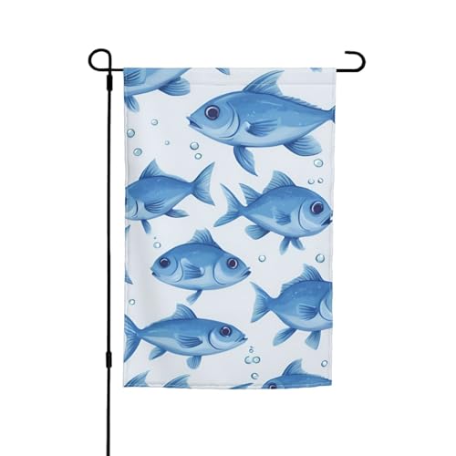 Gartenflagge mit süßem blauem Fischdruck, 30,5 x 45,7 cm, für alle Jahreszeiten, für den Außenbereich, dick, für Rasenflaggen Gartenflagge mit süßem blauem Fischdruck, 30,5 x 45,7 cm, für alle Jahreszeiten, für den Außenbereich, dick, für Rasenflaggen von SDFHU