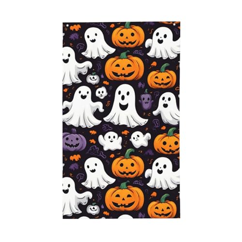 Geister-Horror-Halloween-Kürbis-Druck, leichte Dekor-Flagge, saisonale Flaggen, für drinnen und draußen, für Terrasse, Rasen, Garten von SDFHU