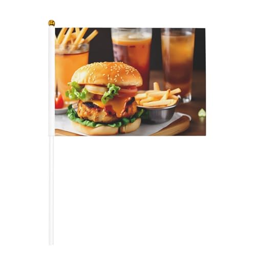 Hähnchenschenkel Burger Getränk Druck Bequemlichkeit Handflagge Vielseitige Flaggen Pole Partys Paraden Dekorationen Urlaub von SDFHU