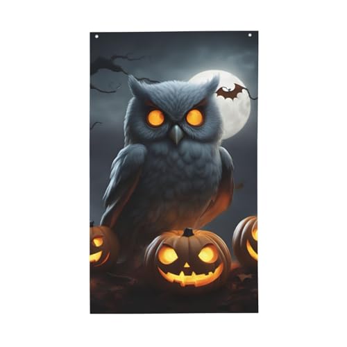 Halloween-Eulen-Geister-Kürbis-Druck, leichte Dekor-Flagge, saisonale Flaggen, für drinnen und draußen, für Terrasse, Rasen, Garten von SDFHU