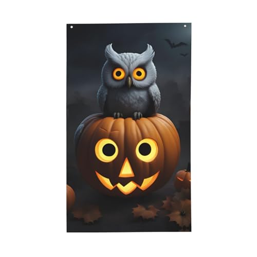 Halloween-Eulengeist, Kürbis, 1 Druck, leichte Dekoration, Flagge, saisonale Flaggen, für drinnen und draußen, Ausstellung, Terrasse, Rasen, Garten von SDFHU