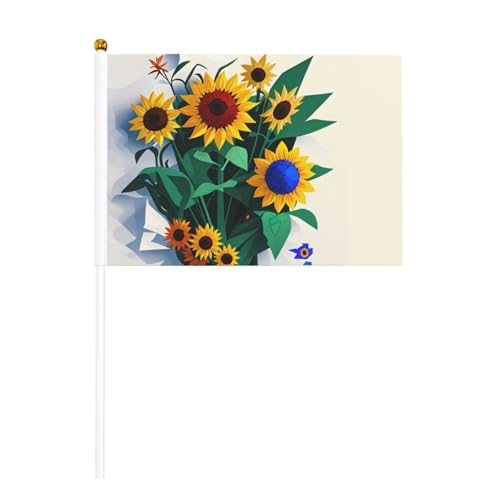 Handflagge, Sonnenblumen-Motiv, vielseitig einsetzbar, für Partys, Paraden, Dekorationen, Urlaub von SDFHU