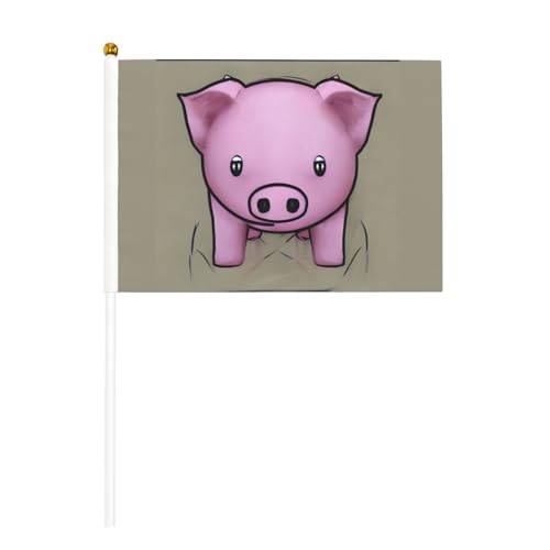 Handflagge mit Schweine-Motiv, vielseitig einsetzbar, für Partys, Paraden, Dekorationen, Urlaub von SDFHU