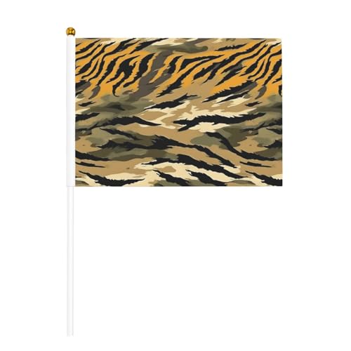 Handflagge mit Tigerstreifen, Camouflage-Druck, vielseitig einsetzbar, für Partys, Paraden, Dekorationen, Urlaub von SDFHU