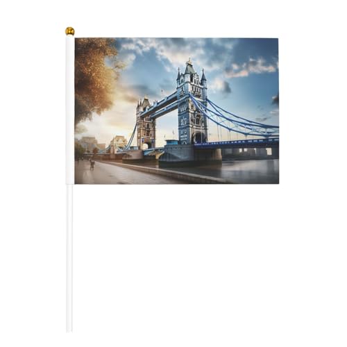 Historische Old Tower Bridge London Print Convenience Handheld Flag Vielseitige Flaggen Pole Party Paraden Dekorationen Urlaub von SDFHU