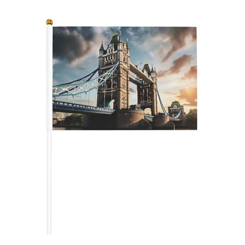Historische Old Tower Bridge London Print Convenience Handheld Flag Vielseitige Flaggen Pole Party Paraden Dekorationen Urlaub von SDFHU