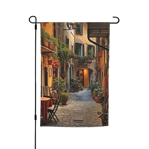 Italienische Gartenflagge mit altem Straßendruck, 30,5 x 45,7 cm, für alle Jahreszeiten, für den Außenbereich, dick, für Rasenflaggen Italienische Gartenflagge mit altem Straßendruck, 30,5 x 45,7 cm, für alle Jahreszeiten, für den Außenbereich, dick, für Rasenflaggen von SDFHU