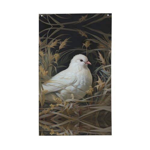 Leichte Deko-Flagge mit Gras- und Tauben-Druck, saisonale Flaggen, für drinnen und draußen, für Terrasse, Rasen, Garten von SDFHU