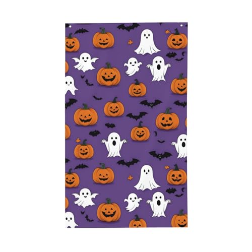 Lila Halloween-Horror-Druck, leichte Dekor-Flagge, saisonale Flaggen, für drinnen und draußen, für Terrasse, Rasen, Garten von SDFHU