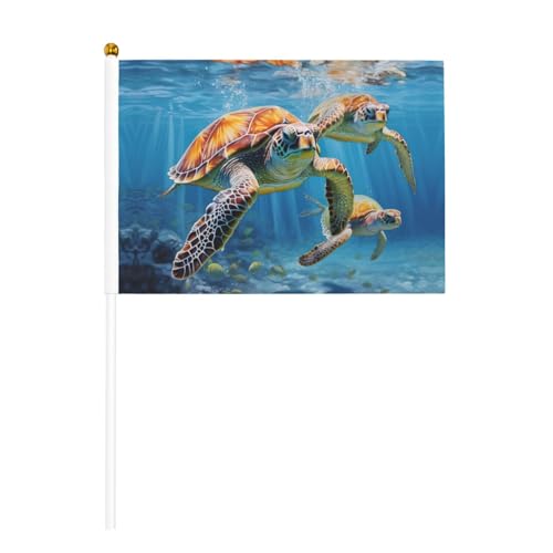 Meeresschildkröten-Druck, praktische Handflagge, vielseitige Flaggen, Mastpartys, Paraden, Dekorationen, Urlaub von SDFHU