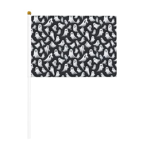 Niedliche weiße Geister-Halloween-Muster, 1 Druck, praktische Handflagge, vielseitige Flaggen, Mastpartys, Paraden, Dekorationen, Urlaub von SDFHU