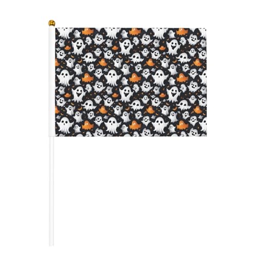 Niedliche weiße Geister-Halloween-Muster-Druck, praktische Handflagge, vielseitige Flaggen, Mastpartys, Paraden, Dekorationen, Urlaub von SDFHU