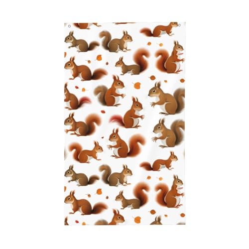 Niedlicher Eichhörnchen-Druck, leichte Dekor-Flagge, saisonale Flaggen, für drinnen und draußen, für Terrasse, Rasen, Garten von SDFHU