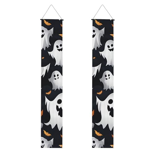 Niedliches weißes Geister-Halloween-Muster, lebendige Ästhetik, festliche Atmosphäre, Banner, Dekoration, Innen- und Außenbereich, Feiern von SDFHU