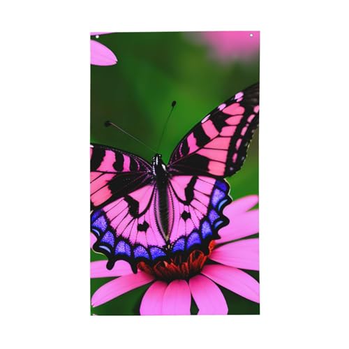 Rosa Blume Lila Schmetterling Druck Leichte Dekoration Flagge Saisonale Flaggen Indoor Outdoor Display Terrasse Rasen Garten von SDFHU