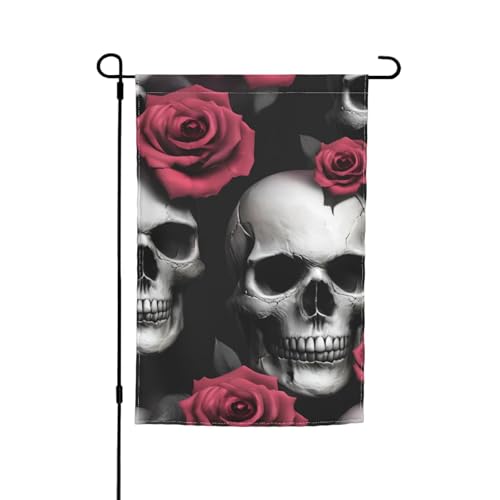 Rosen-Schädelaugen-Druck, 30,5 x 45,7 cm, florale Gartenflagge, Ganzjahresdekoration, für den Außenbereich, dick, für Rasenflaggen Rosen-Schädelaugen-Druck, 30,5 x 45,7 cm, florale Gartenflagge, Ganzjahresdekoration, für den Außenbereich, dick, für Rasenflaggen von SDFHU
