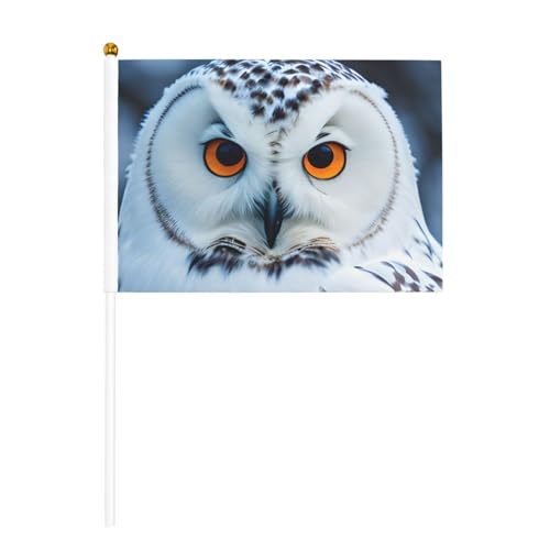 Schneeeule Augen Druck Bequemlichkeit Handflagge Vielseitige Flaggen Pole Partys Paraden Dekorationen Urlaub von SDFHU